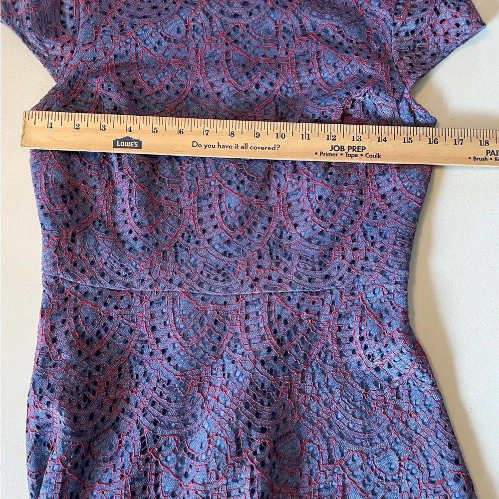 Banana Republic A-Line Asymmetrical Dress in Blue and Red Lace GUC - Picture 4 of 6